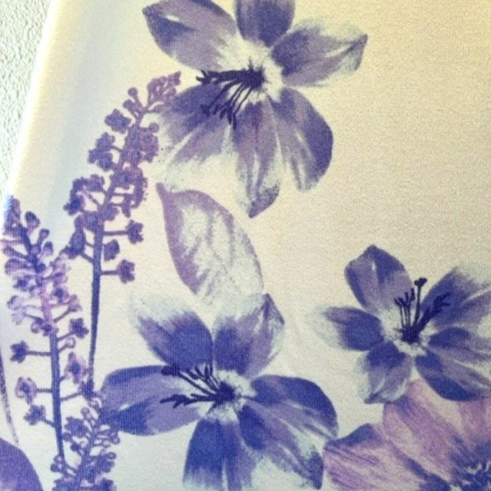 Susan Graver XL Purple Floral Sweater Knit Tunic Cream 3/4 Sleeve Soft Top - Picture 4 of 6